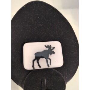 Handmade Signed Belt Buckle w/Moose Image Pale Lavender Western Cowboy Cowgirl